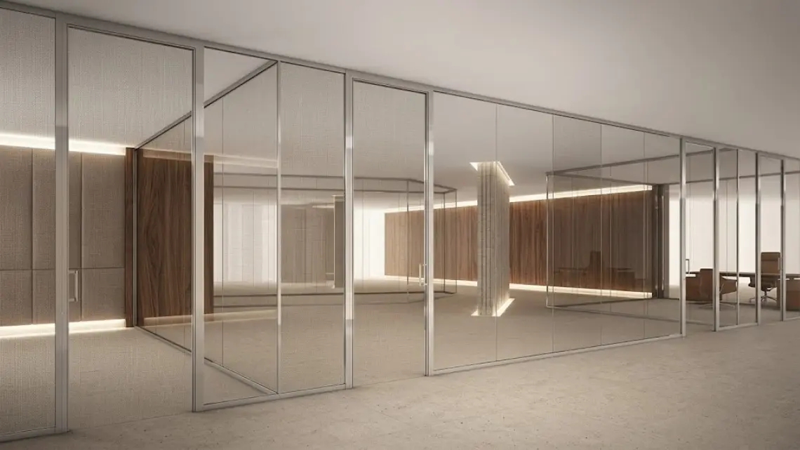 Fabric glass office partition with acoustic panels in Gurgaon